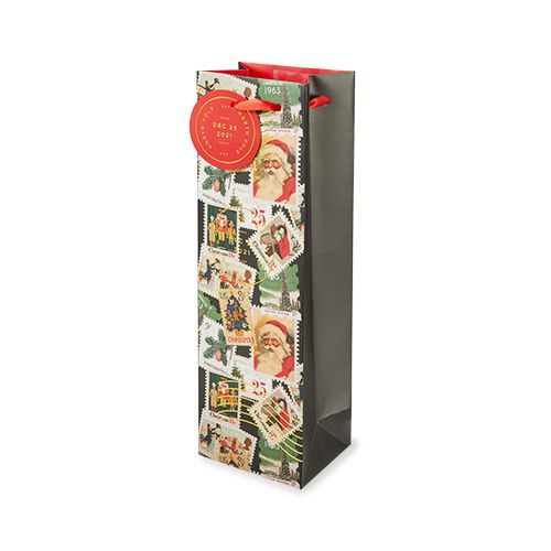 Holiday Vintage Stamps Single-Bottle Wine Bag by Cakewalk