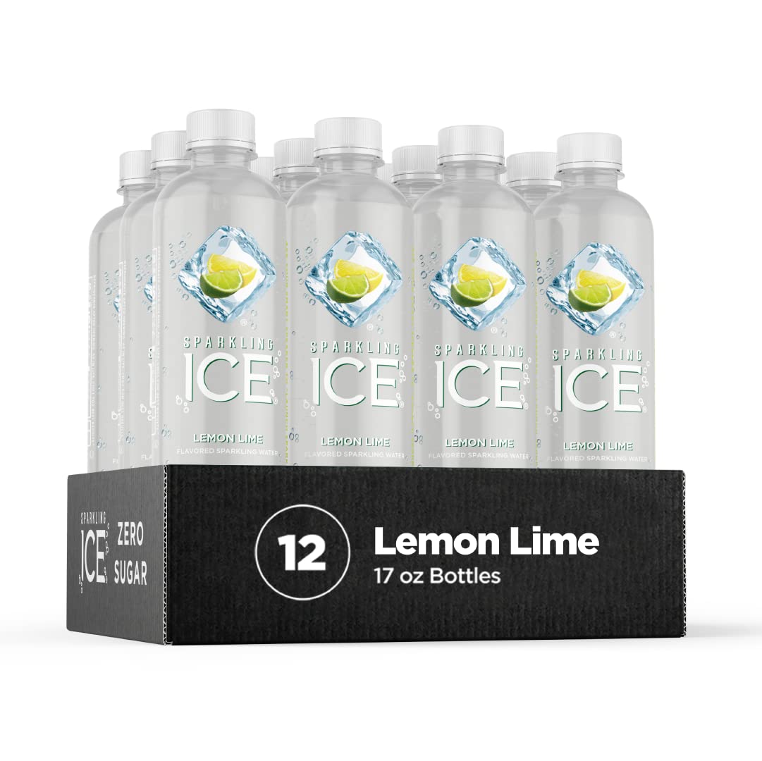 Sparkling Ice Lemon Lime, 17 fl oz Bottles (Pack of 12) BeverageWarehouse