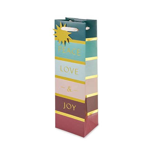 Peace, Love, & Joy Single-Bottle Wine Bag by Cakewalk