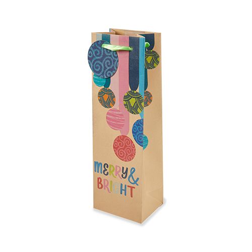Merry & Bright Ornaments Single-Bottle Wine Bag by Cakewalk