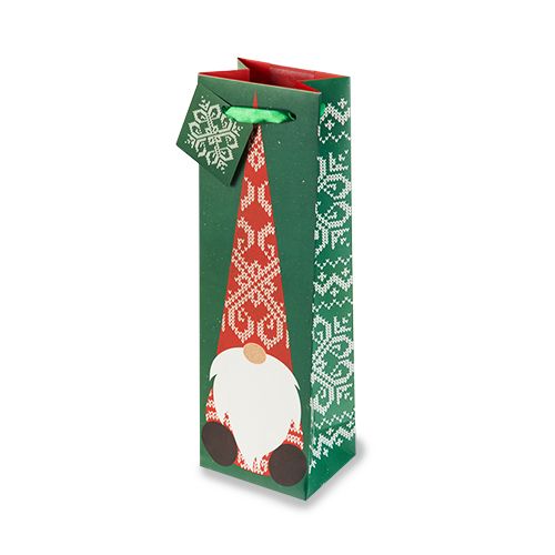 Assorted Holiday Gnomes Single Bottle Wine Bag by Cakewalk