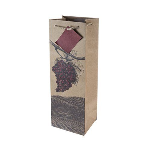 Illustrated Grapes Single Bottle Wine Bag