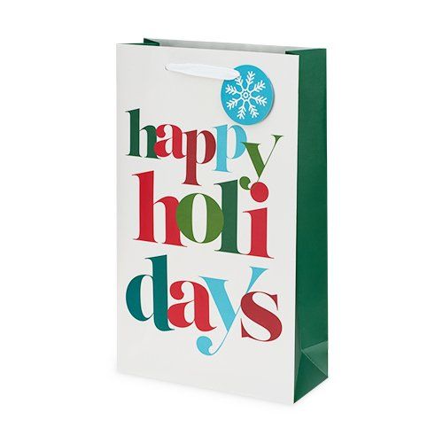 Happy Holidays Double-Bottle Wine Bag by Cakewalk