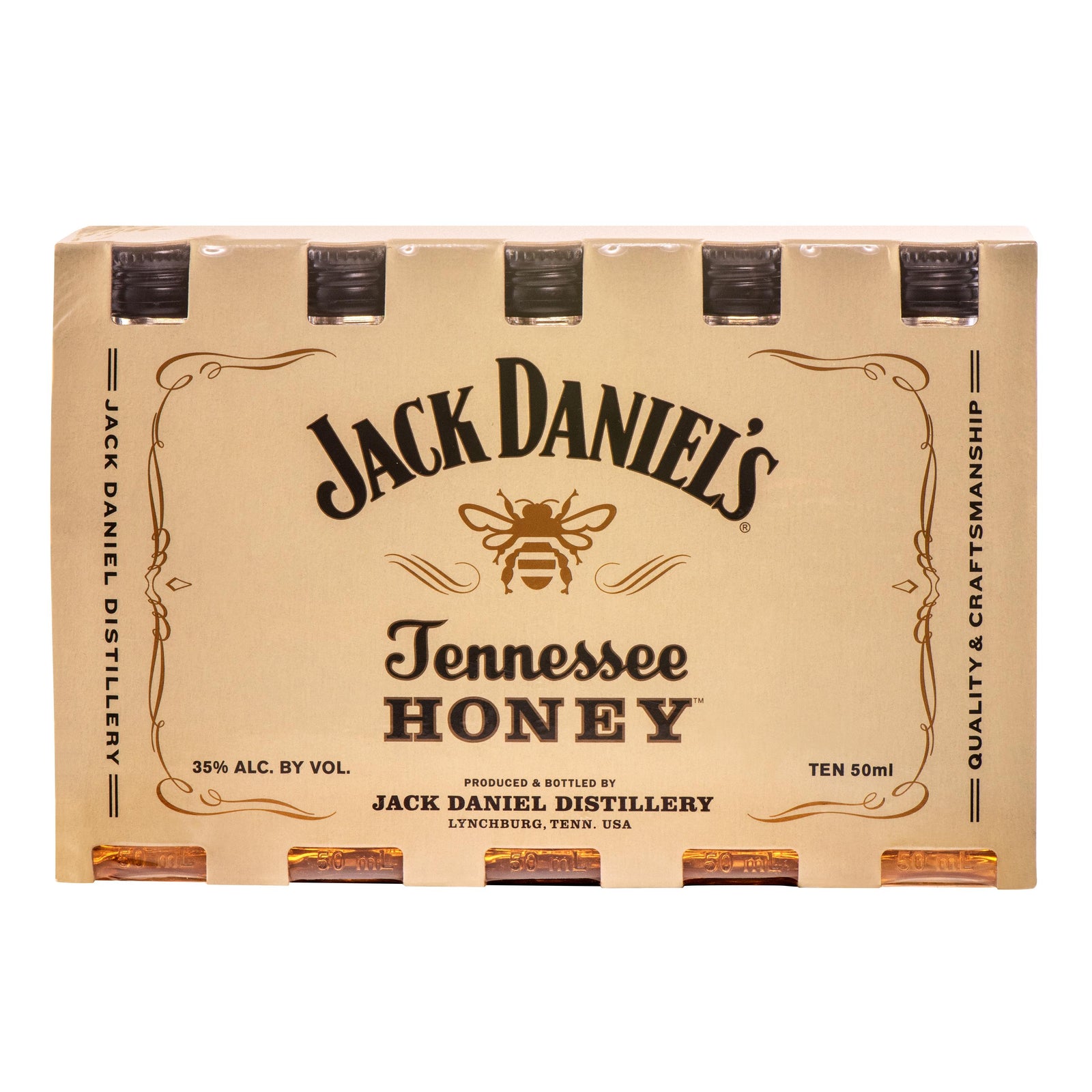 J DANIELS TENNESSEE HONEY PL 50ML SLEEVE 10 BOTTLES BeverageWarehouse