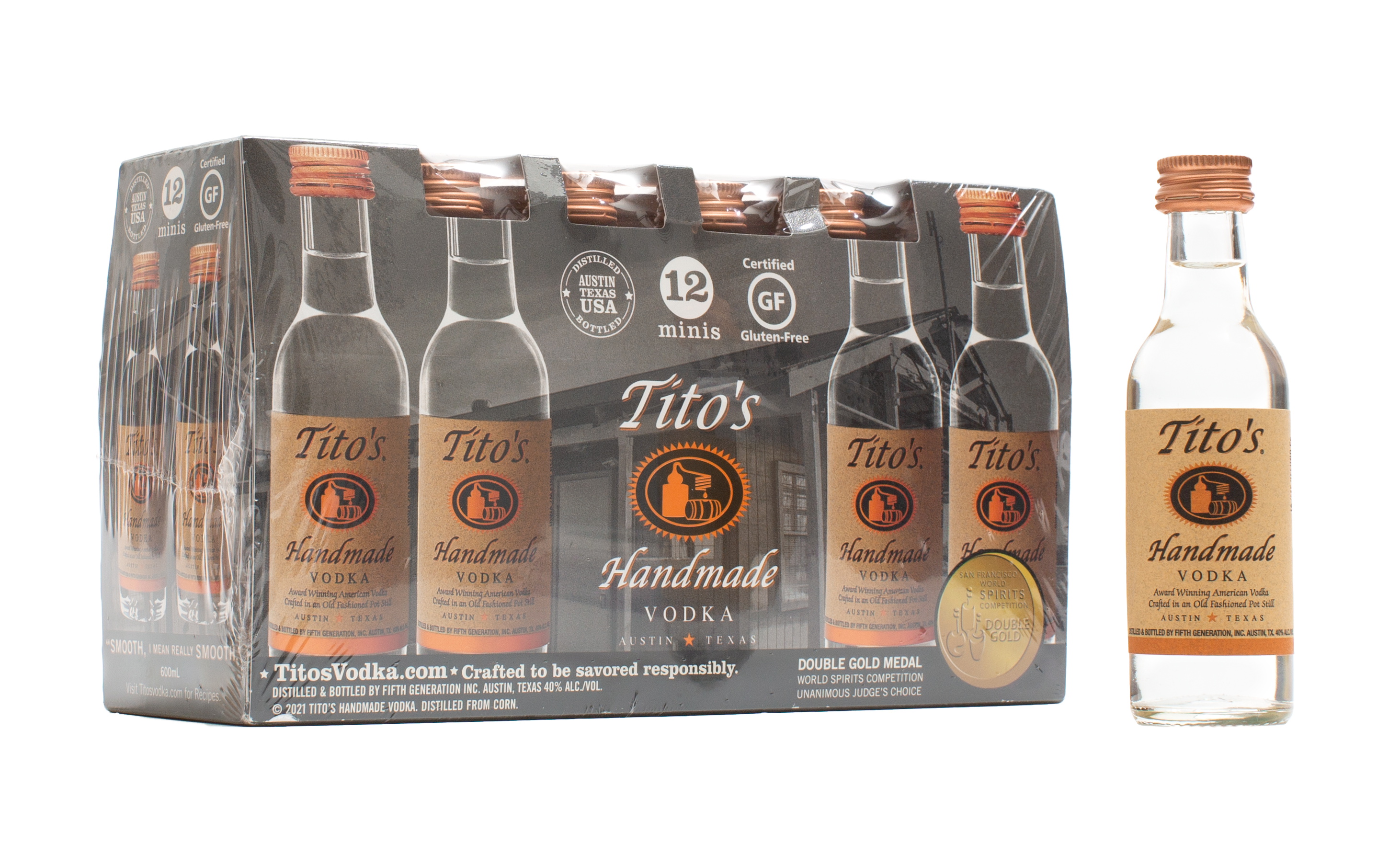 TITO'S HANDMADE VODKA 50ML SLEEVE (12 BOTTLES)