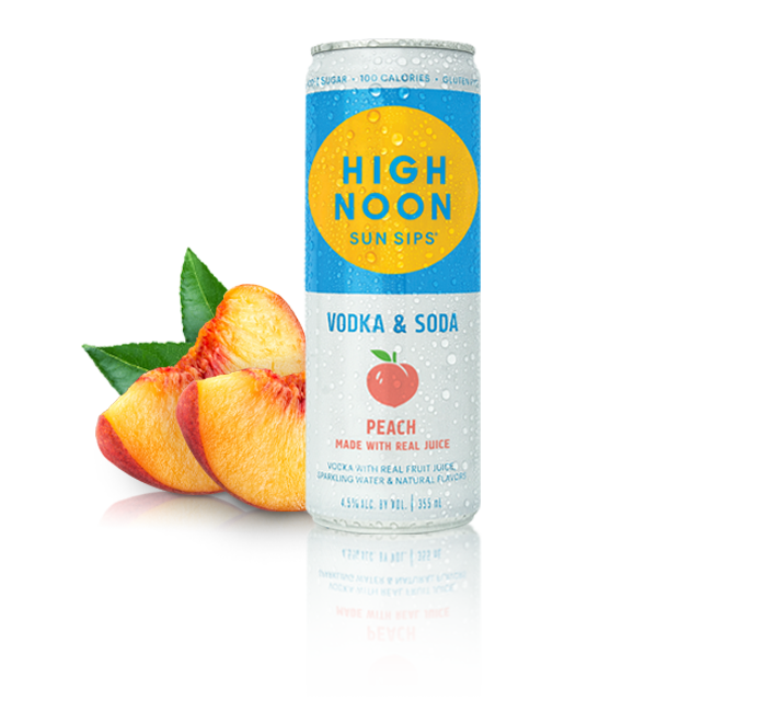 High Noon Peach Hard Seltzer 355ml Can (Pack of 4)